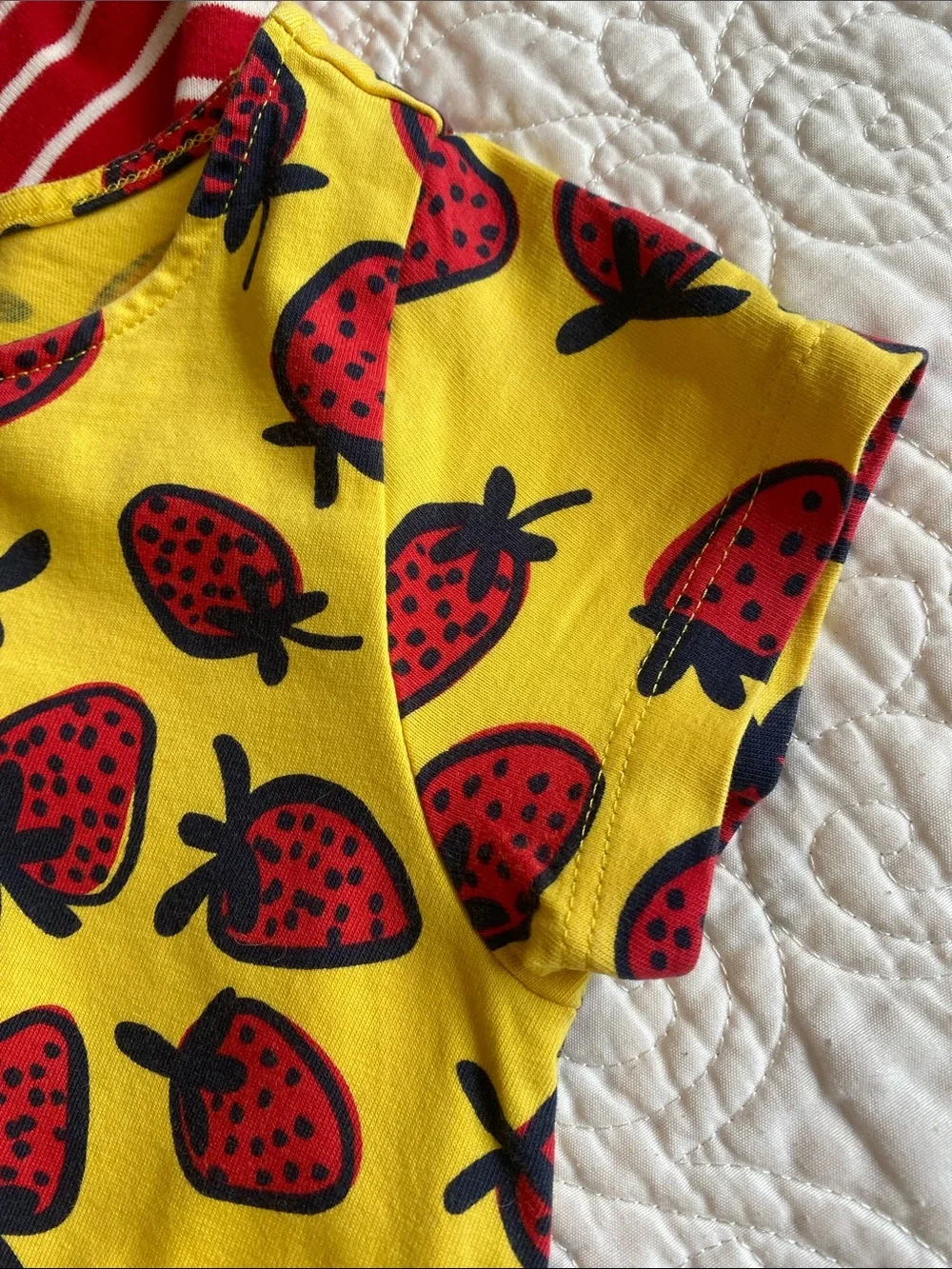 Hanna Andersson Girls Dresses (2) strawberry print and a red stripe long sleeve